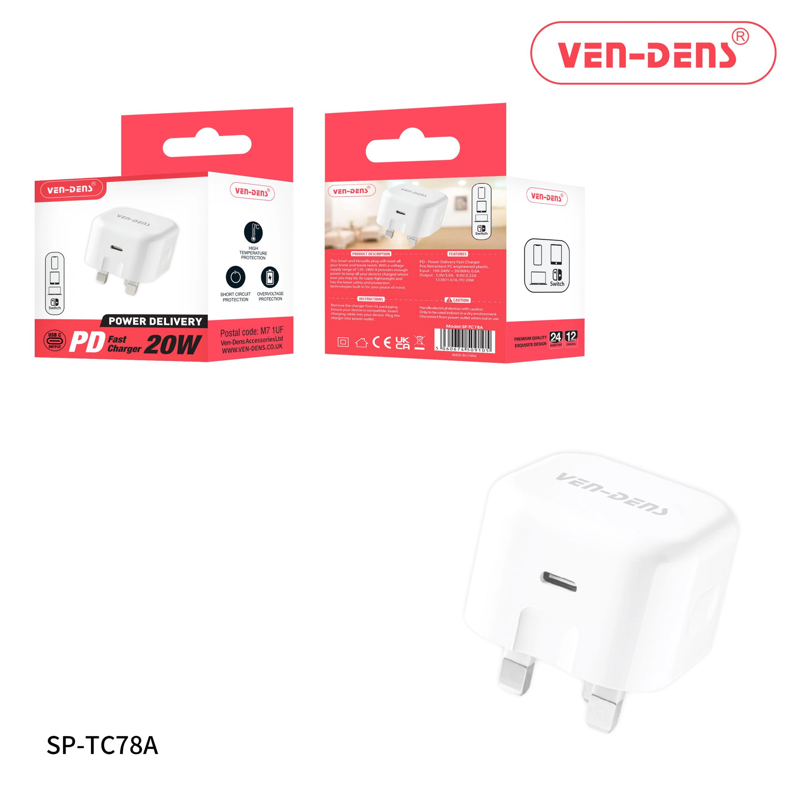 PD 20w Fast Charger Wall Plug (White)