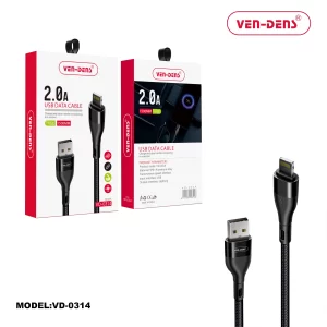 USB to Lightning Charging Cable 2A Nylon Cable Black (1.5 Metre)