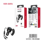 78W Car Charger with Built-In Cable, Dual Output Fast Charging Adapter with Digital Display, Type-C + Lightning Coiled Cable, High-Speed Car Phone Charger