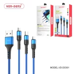 3 In 1 USB to Type C Lightning and Micro Charging Cable BLUE (1.2 Metre)