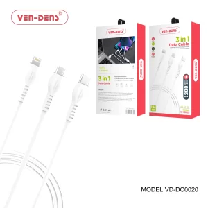3 In 1 USB to Type C Lightning and Micro Charging Cable 2.5A(1.2 Meter)