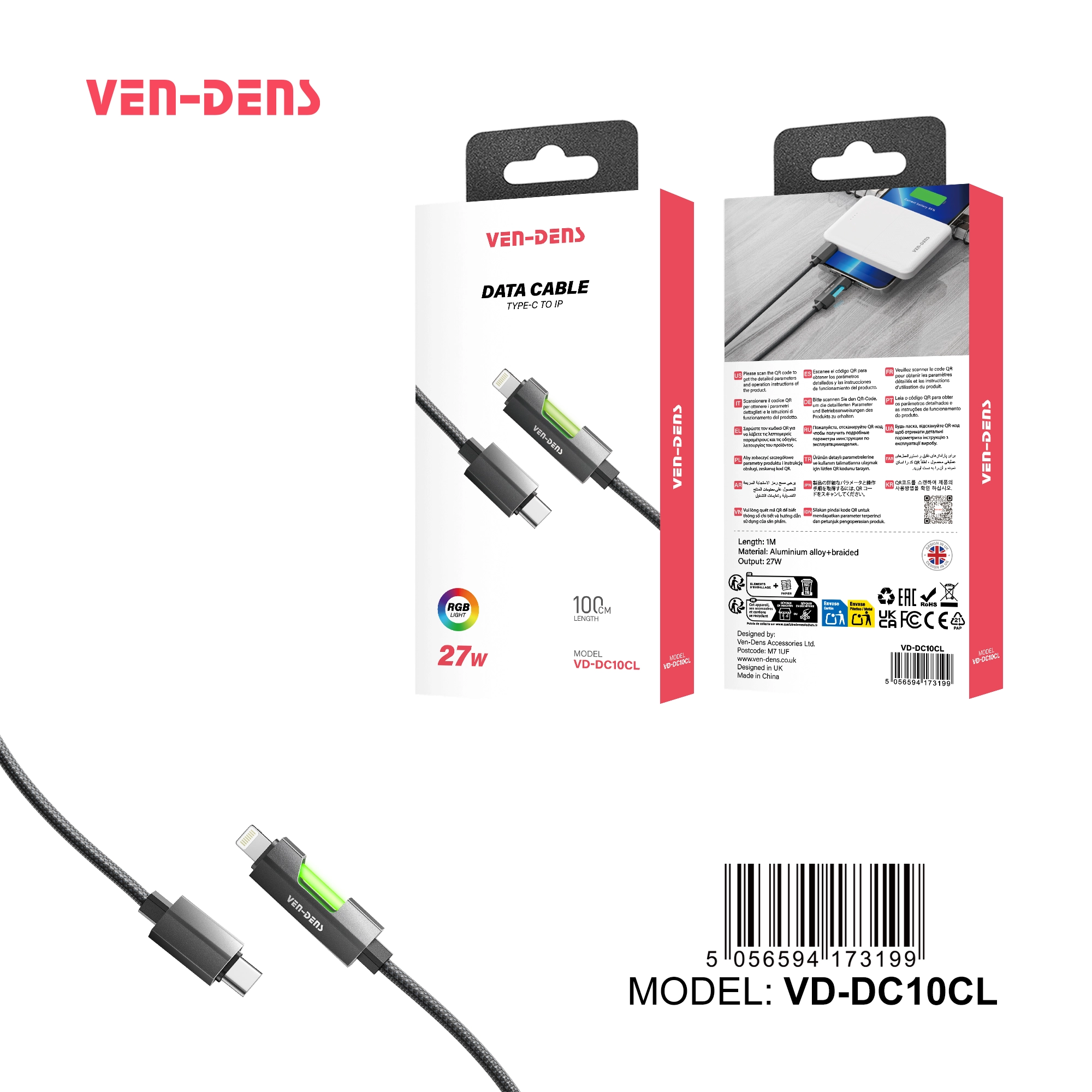 27W USB C To Lightning Charging Cable