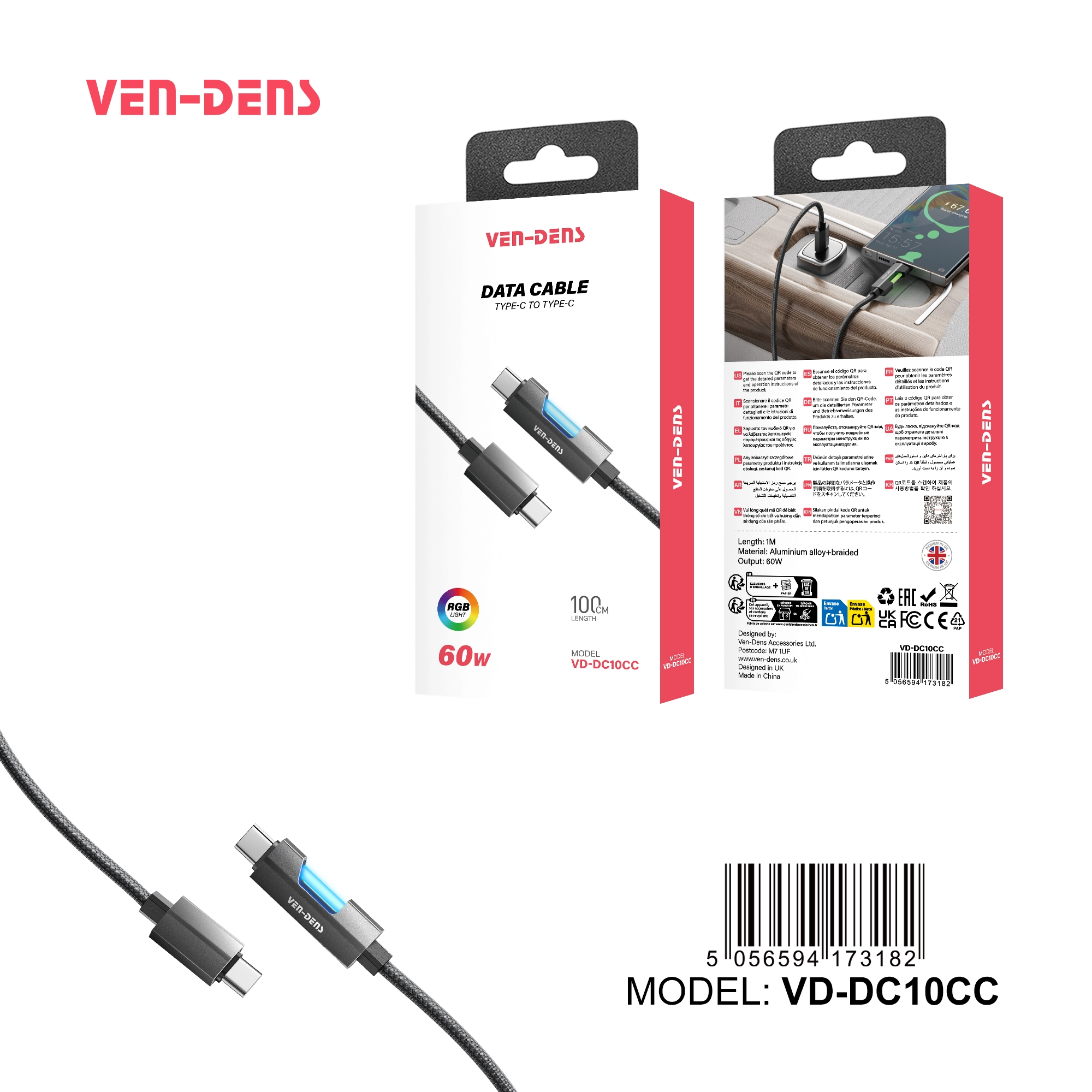 60W Cable USB C To TYPE C Cable