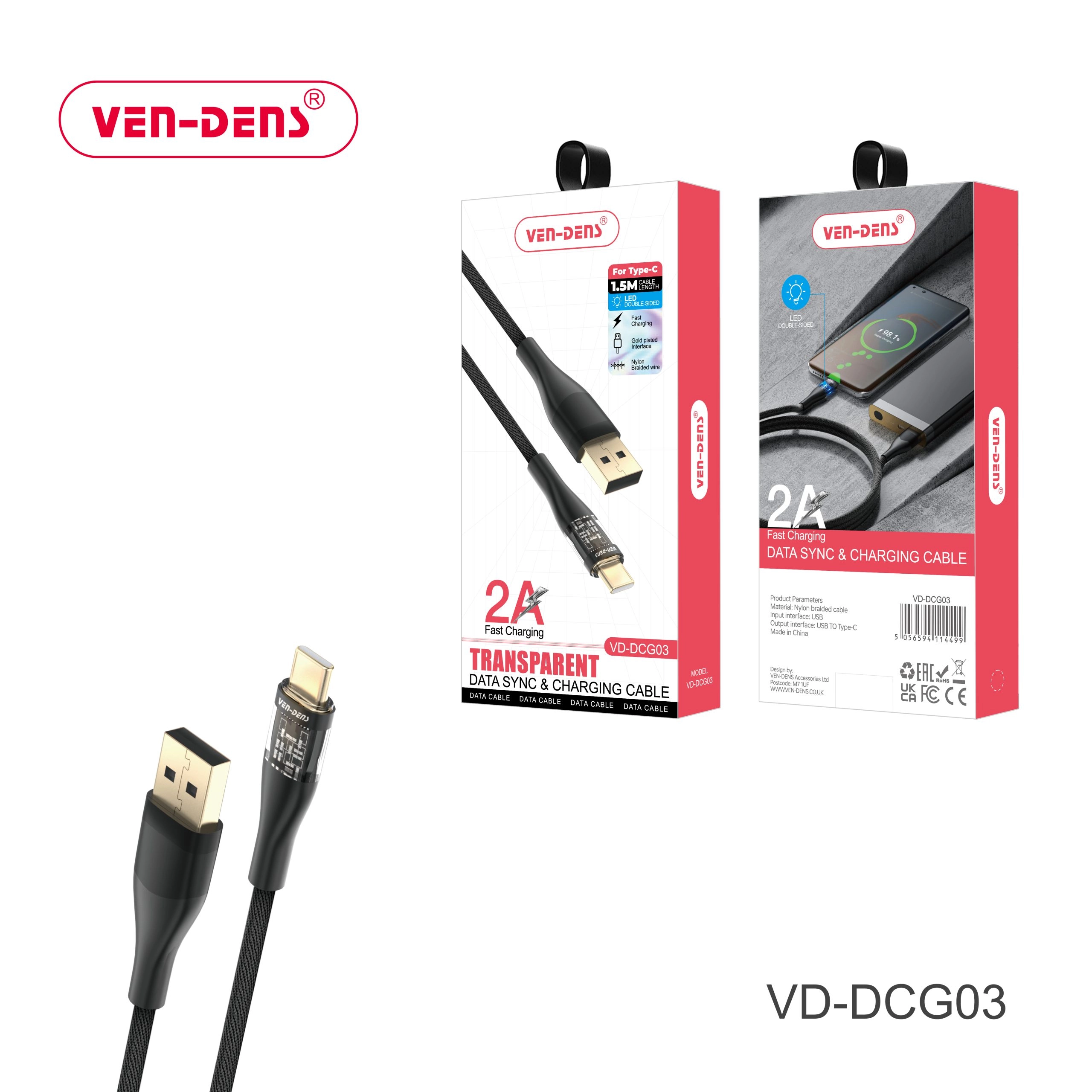 Transparent Aesthetics Data Sync & Fast Charging Cable USB A To TYPE C Cable