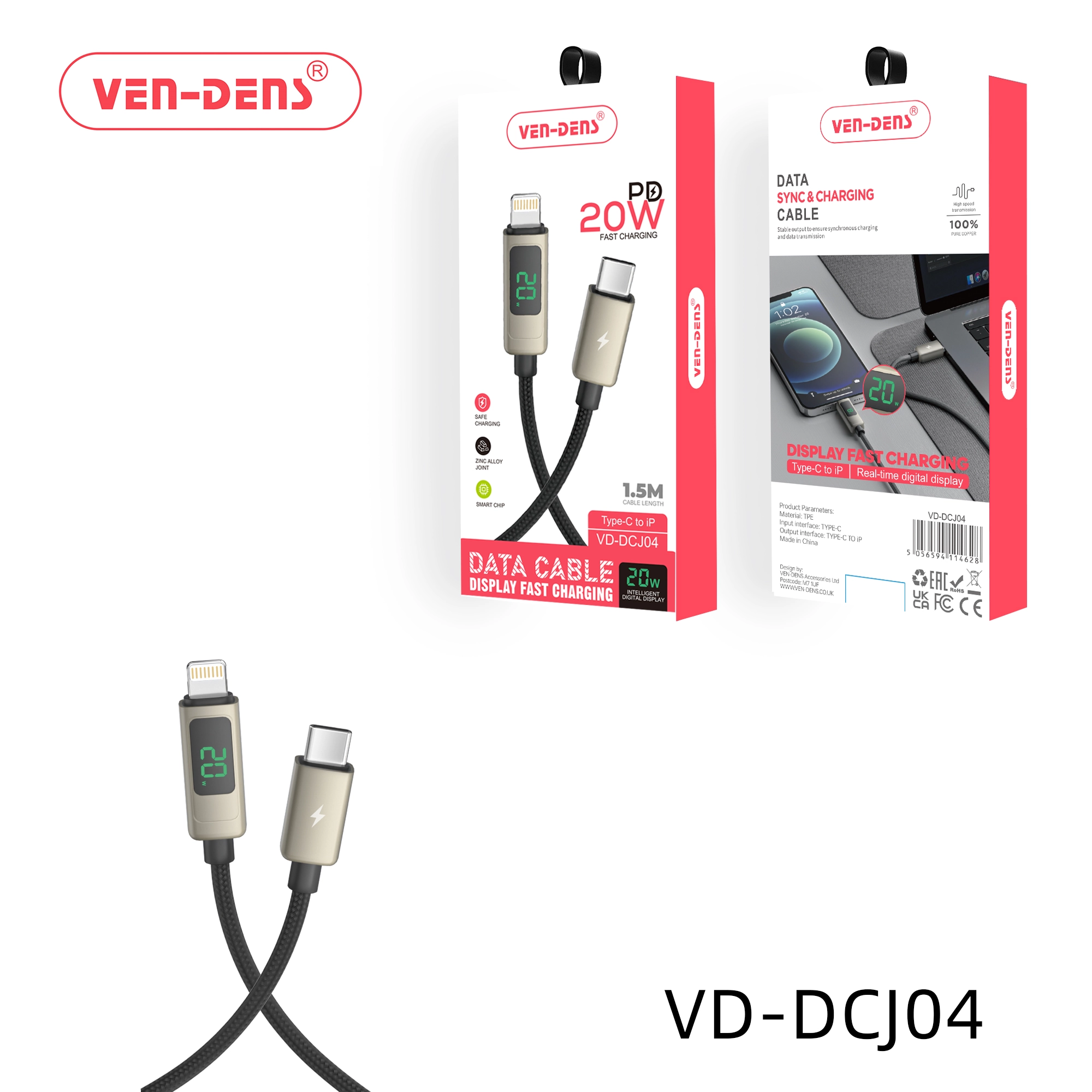 Display Fast Charging USB C To Lightning Charging Cable