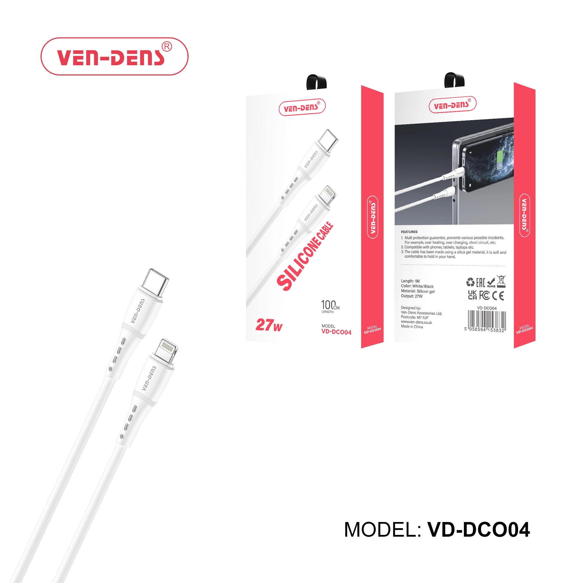 27W Silicone USB C To Lightning Charging Cable