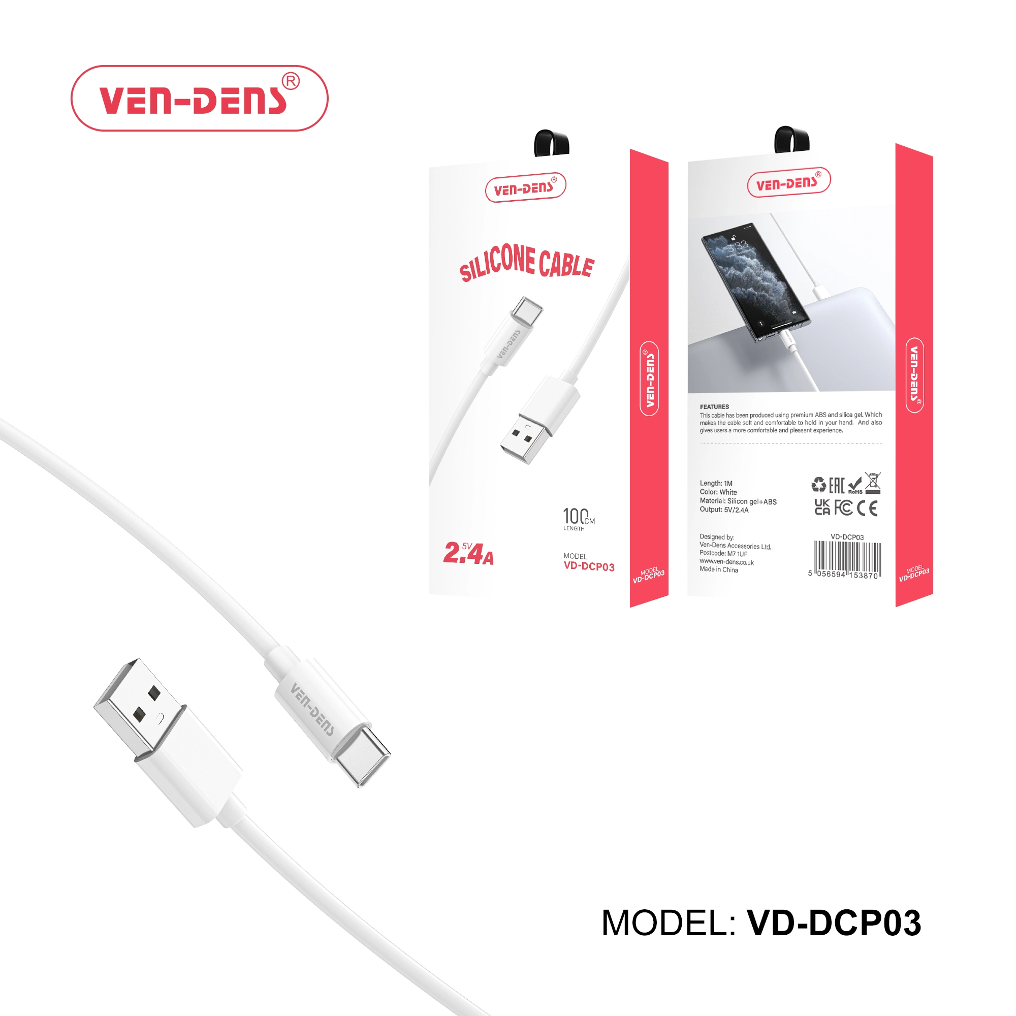 Silicone Cable USB A To TYPE C Cable