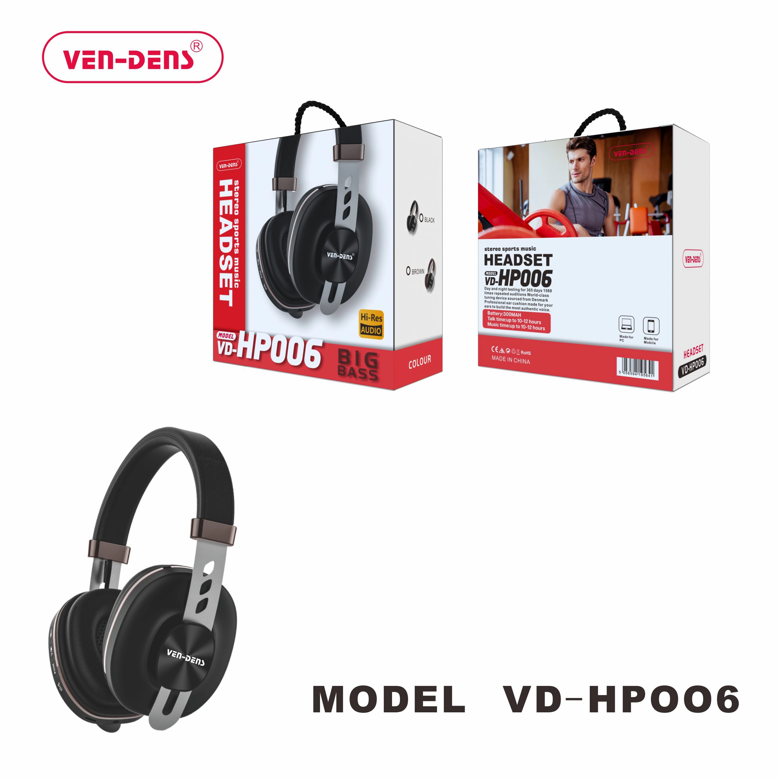 Big Bass Stereo Music Headset (VD-HP006)
