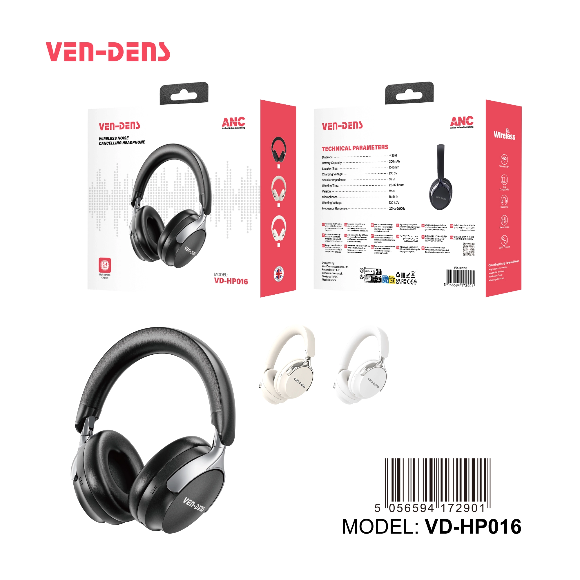 ANC Active Noise Cancelling Wireless Headphone With BASS Stereo (VD-HP016)