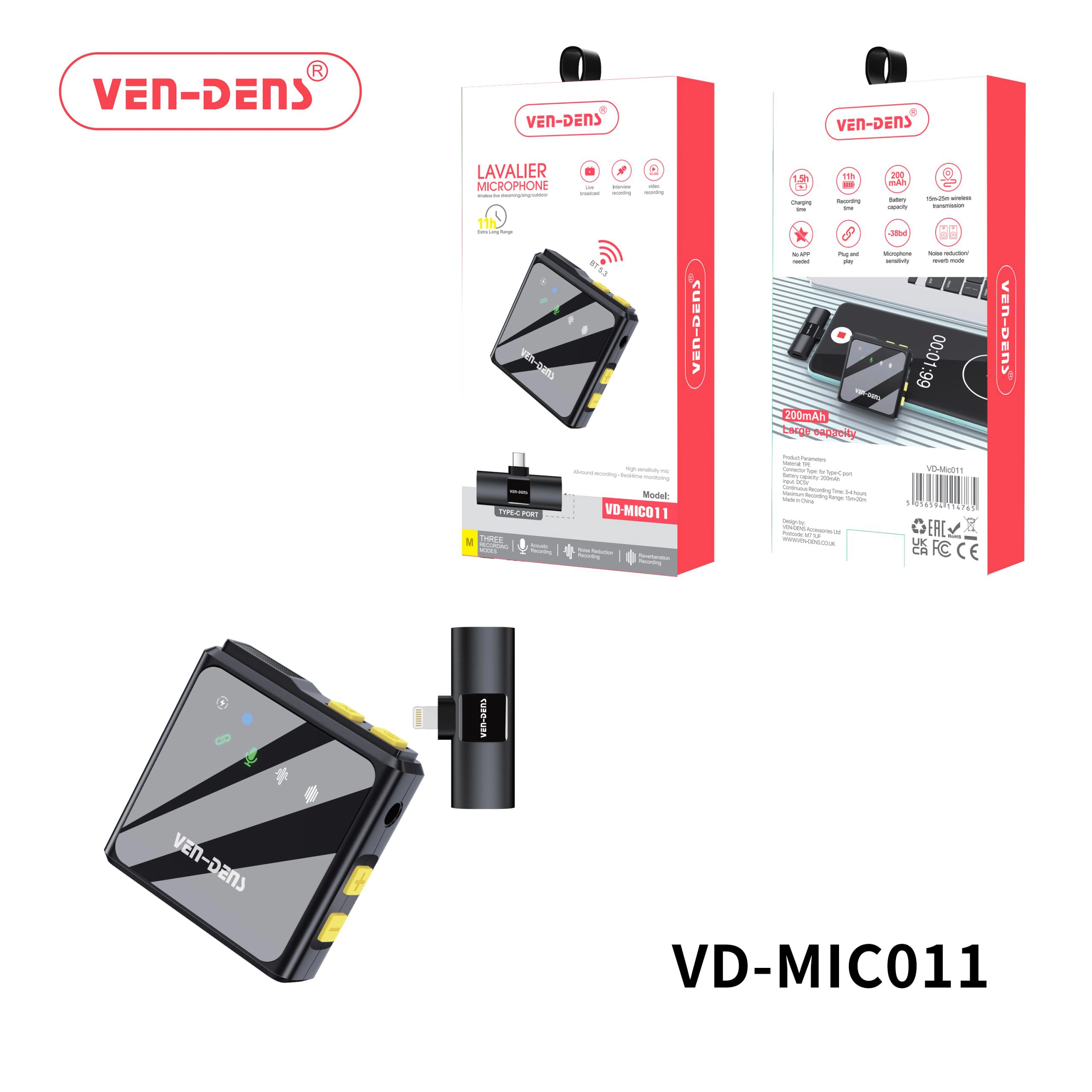 Wireless Microphone Type C Plug Extra Long Range