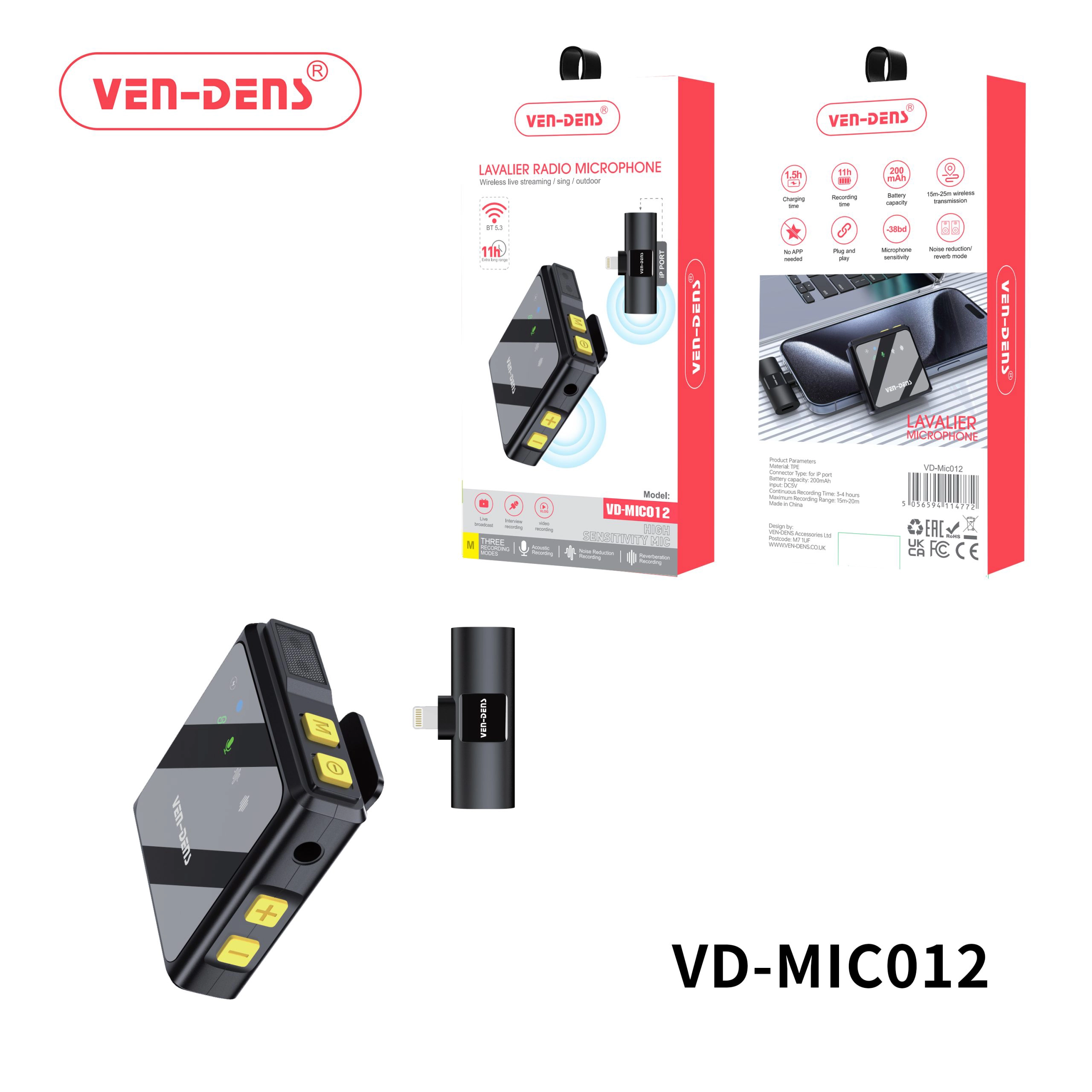 Wireless Microphone Lightning Plug Extra Long Range