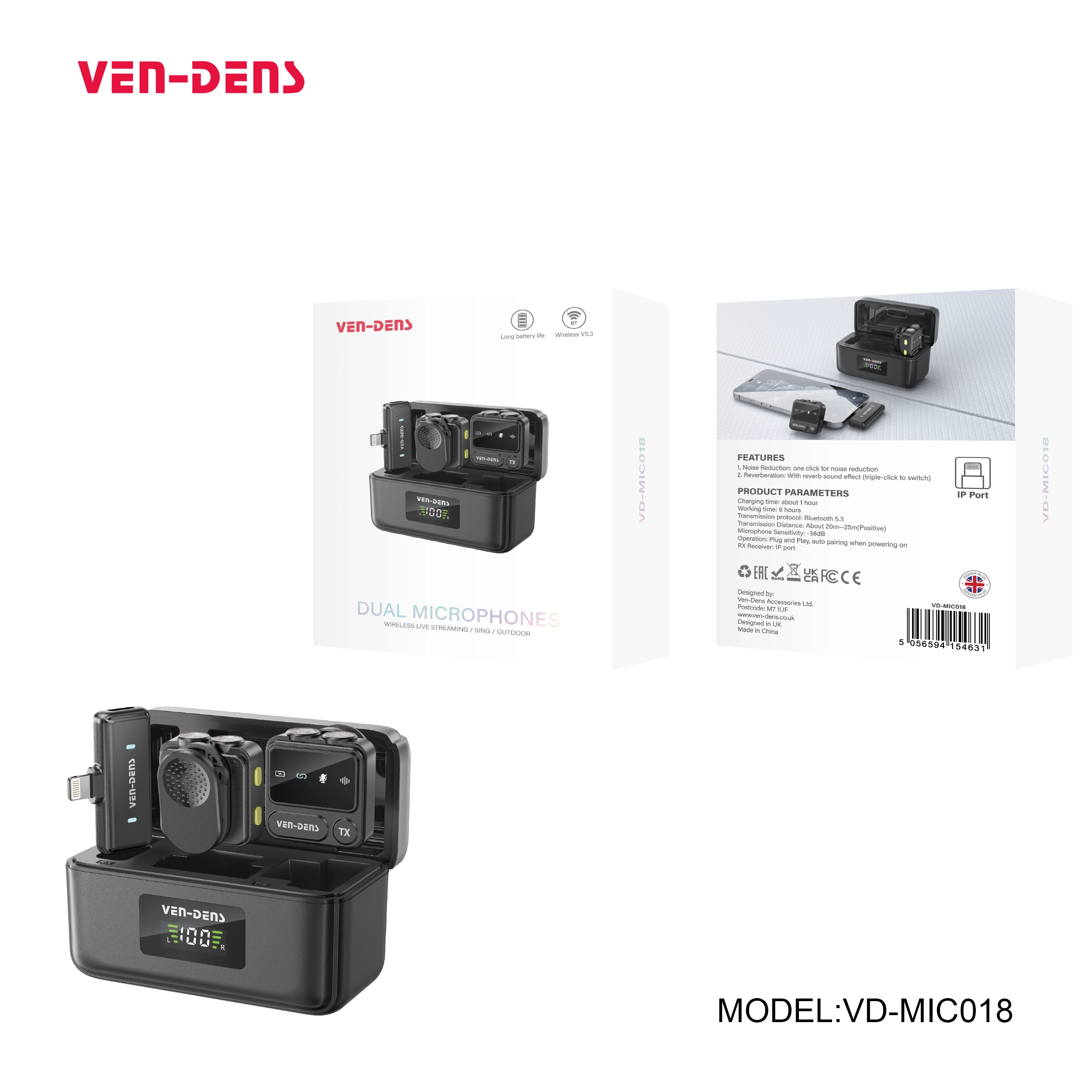 LIVESTREAMING / SING / OUTDOOR wireless DUAL Microphone (IPHONE PORT)