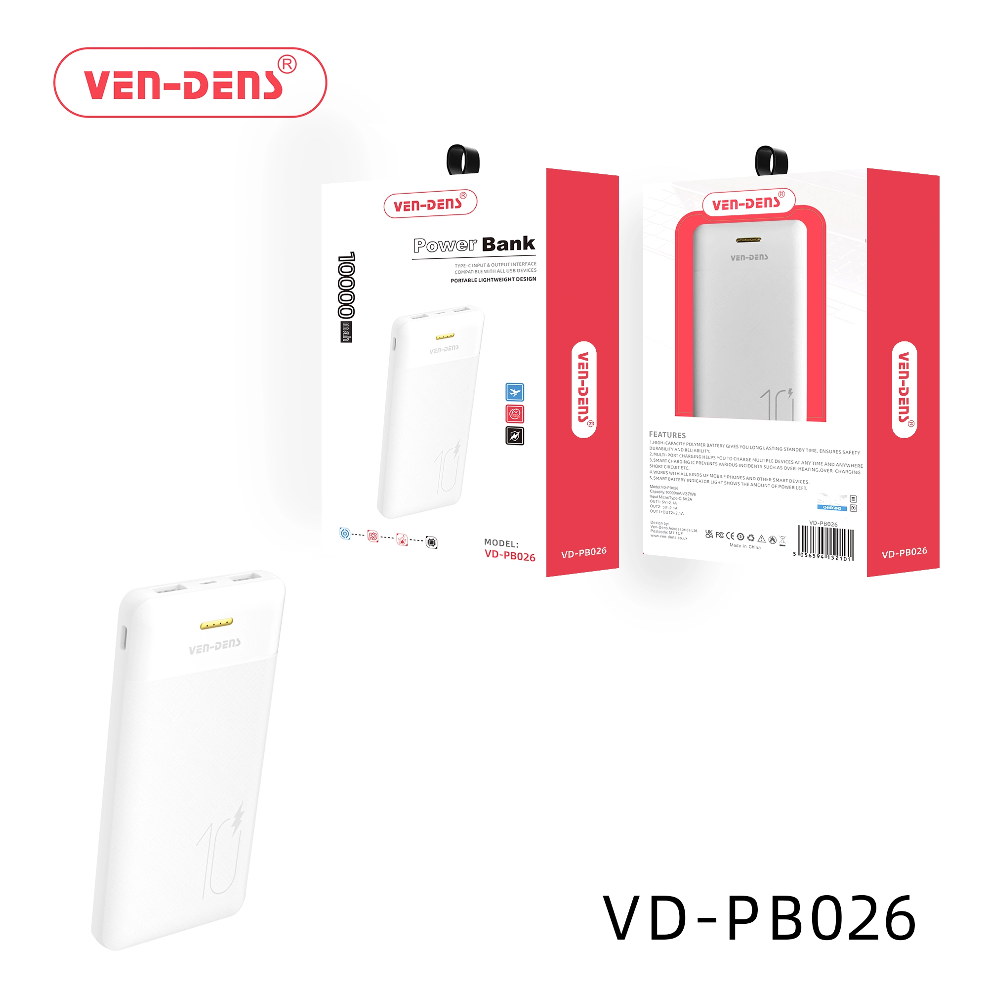 Power Bank 10000mAh Portable Lightweight Design