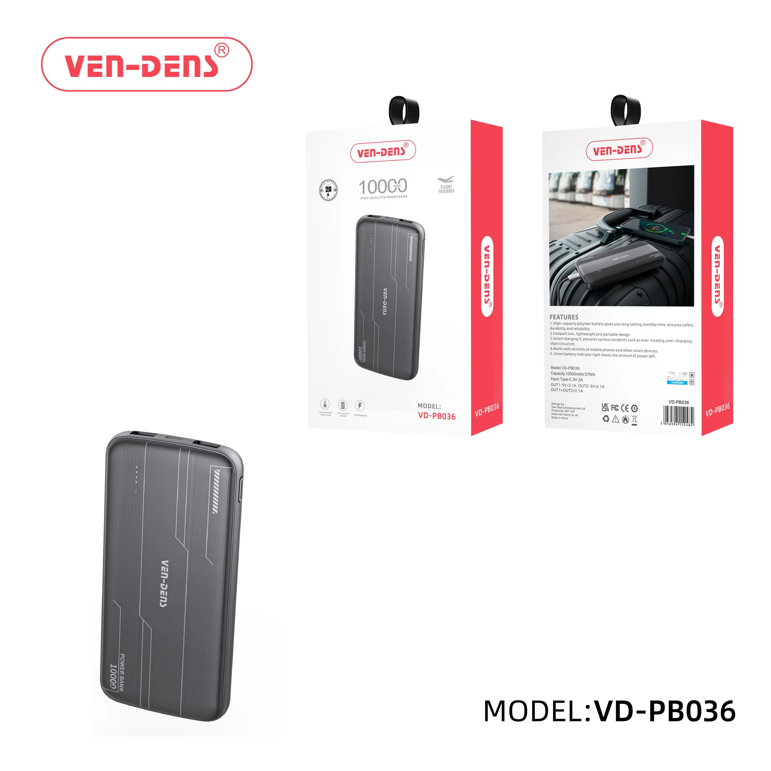 Power Bank 10000mAh 2A high quality portable lightweight design